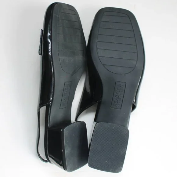 Kenneth Cole Reaction Womens Black Patent Lewis Sling Loafer Block Heels Size 9 - Picture 7 of 8